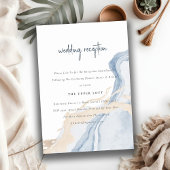 Abstract Blauw Beige Zee Strand Bruiloft Ontvangst Informatiekaartje