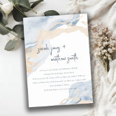 Abstract Blauw Beige Zee Strand Repetitie Diner Kaart