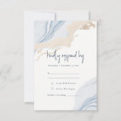 Abstract Blauw Beige Zee Strand Waterverf Bruiloft RSVP Kaartje (Voorkant)