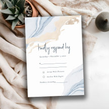 Abstract Blauw Beige Zee Strand Waterverf Bruiloft