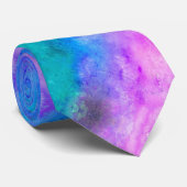 Abstract blauw, Blauwgroen en roze Stropdas (Opgerold)