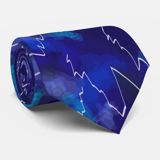 Abstract blauw bliksem Stropdas 2 (Opgerold)