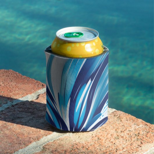 Abstract Blauw Bloem Art Deco Blikjeskoeler (Insitu Zwembad)