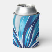 Abstract Blauw Bloem Art Deco Blikjeskoeler (Blikje Voorkant)