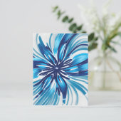 Abstract Blauw Bloem Art Deco Briefkaart (Staand voorkant)