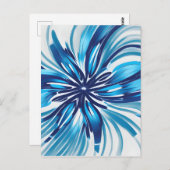 Abstract Blauw Bloem Art Deco Briefkaart (Voorkant / Achterkant)