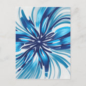 Abstract Blauw Bloem Art Deco Briefkaart (Voorkant)
