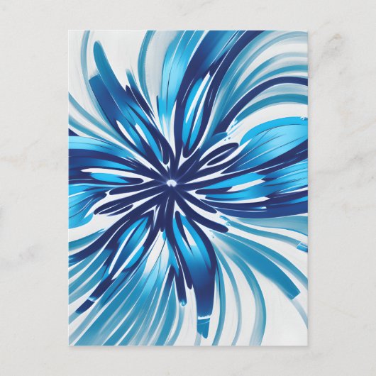 Abstract Blauw Bloem Art Deco Briefkaart (Voorkant)
