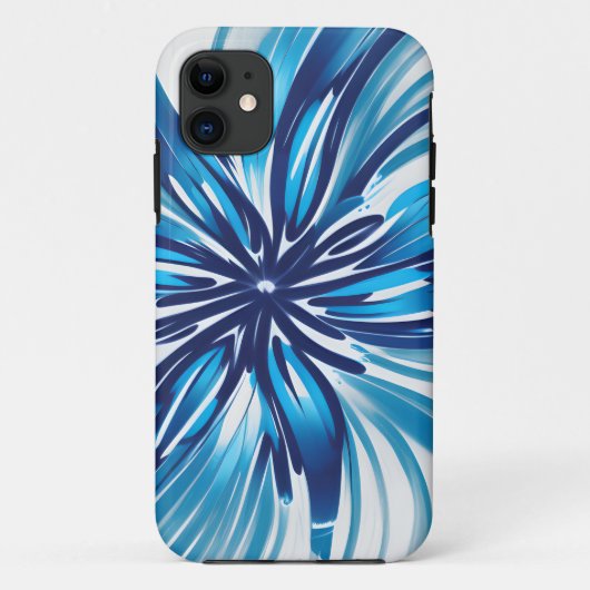 Abstract Blauw Bloem Art Deco Case-Mate iPhone Case (Achterkant)