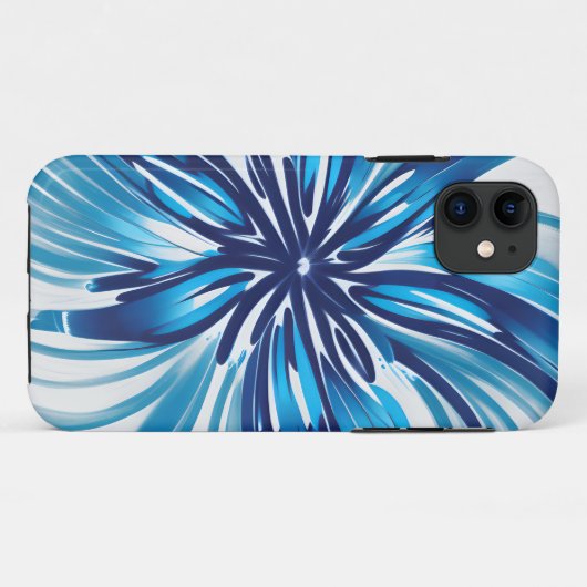 Abstract Blauw Bloem Art Deco Case-Mate iPhone Case (Achterkant (horizontaal))