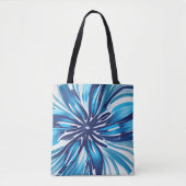 Abstract Blauw Bloem Art Deco Tote Bag (Voorkant)