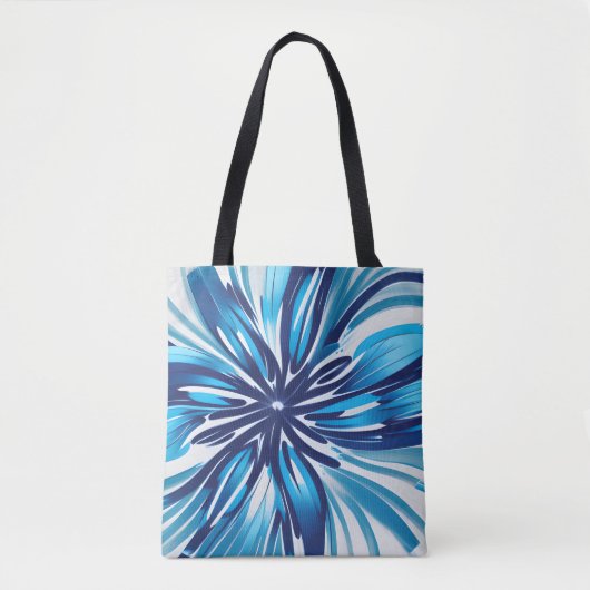 Abstract Blauw Bloem Art Deco Tote Bag (Voorkant)