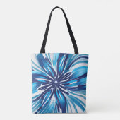 Abstract Blauw Bloem Art Deco Tote Bag (Achterkant)