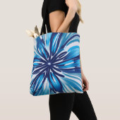 Abstract Blauw Bloem Art Deco Tote Bag (Dichtbij)