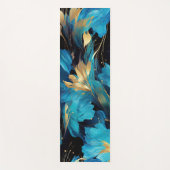Abstract Blauw Bloem Gouden Bloem Elegant Patroon Yogamat (Voorkant)