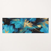 Abstract Blauw Bloem Gouden Bloem Elegant Patroon Yogamat (Voorkant (horizontaal))