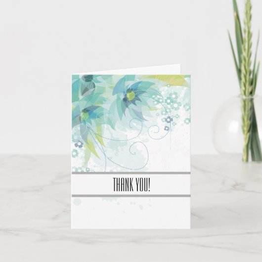 Abstract Blauw Bloemen Dank u Bedankkaart (Voorkant)