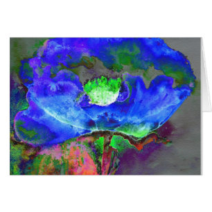 Abstract blauw bloemenblauw waterverf papaver