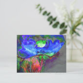 Abstract blauw bloemenblauw waterverf papaver briefkaart (Staand voorkant)
