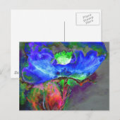 Abstract blauw bloemenblauw waterverf papaver briefkaart (Voorkant / Achterkant)