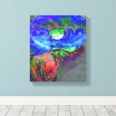 Abstract blauw bloemenblauw waterverf papaver canvas afdruk (Insitu (Houten vloer))