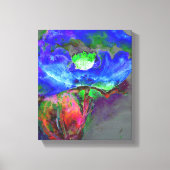 Abstract blauw bloemenblauw waterverf papaver canvas afdruk (Voorkant)
