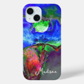Abstract blauw bloemenblauw waterverf papaver Case-Mate iPhone case (Achterkant)