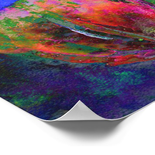 Abstract blauw bloemenblauw waterverf papaver poster (Hoek)