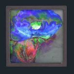 Abstract blauw bloemenblauw waterverf papaver premium cadeau doosje<br><div class="desc">Een waterverf schilderij met een abstracte blauwe klaproos. Origineel werk van H. Cooper.</div>