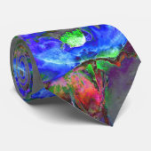 Abstract blauw bloemenblauw waterverf papaver stropdas (Opgerold)