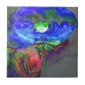 Abstract blauw bloemenblauw waterverf papaver tegeltje (Voorkant)