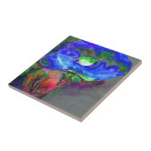 Abstract blauw bloemenblauw waterverf papaver tegeltje (Zijkant)