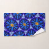 Abstract blauw bloemenpatroon bad handdoek (Handdoek)