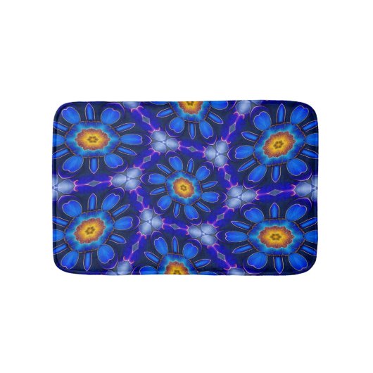 Abstract blauw bloemenpatroon badmat (Voorkant)