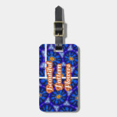 Abstract blauw bloemenpatroon bagagelabel (Voorkant verticaal)