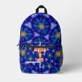 Abstract blauw bloemenpatroon bedrukte rugzak (Voorkant)