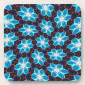 Abstract blauw bloemenpatroon bier onderzetter (Voorkant)