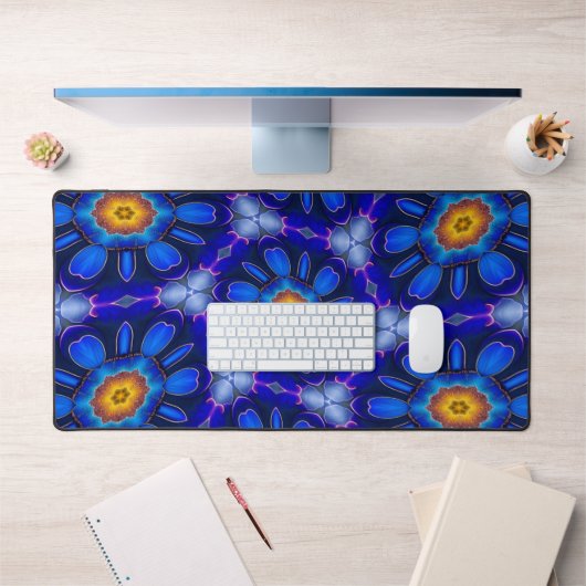 Abstract blauw bloemenpatroon bureaumat (Kantoor 1)