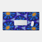 Abstract blauw bloemenpatroon bureaumat (Keyboard & Muis)