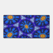 Abstract blauw bloemenpatroon bureaumat (Voorkant)