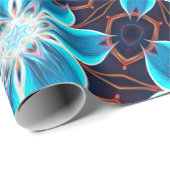 Abstract blauw bloemenpatroon cadeaupapier (Rol Hoek)