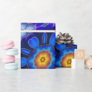 Abstract blauw bloemenpatroon cadeaupapier
