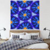 Abstract blauw bloemenpatroon canvas afdruk (Insitu (Slaapkamer))