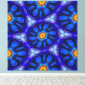 Abstract blauw bloemenpatroon canvas afdruk (Insitu (Houten vloer))