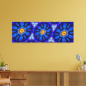Abstract blauw bloemenpatroon canvas afdruk (Insitu (Woonkamer))