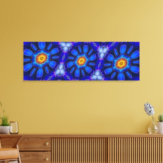 Abstract blauw bloemenpatroon canvas afdruk (Insitu (Woonkamer))