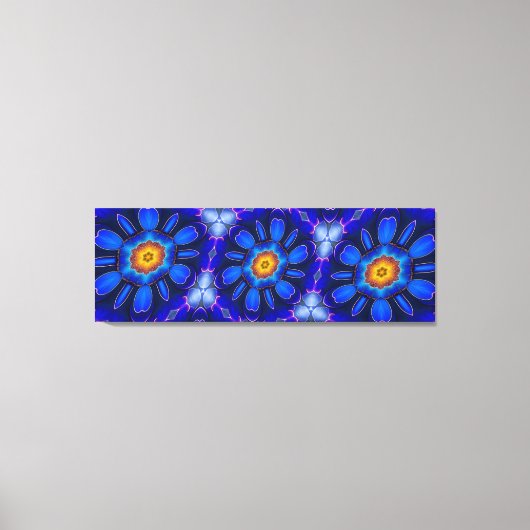 Abstract blauw bloemenpatroon canvas afdruk (Voorkant)