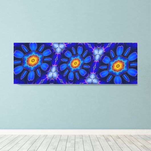 Abstract blauw bloemenpatroon canvas afdruk (Insitu (Houten vloer))