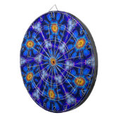 Abstract blauw bloemenpatroon dartbord (Voorkant Rechts)