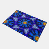 Abstract blauw bloemenpatroon deurmat (Schuin)